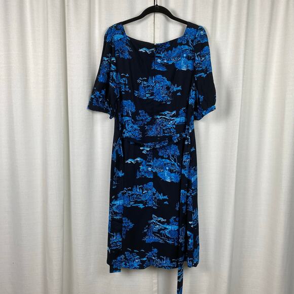 Ann Taylor Blue Floral Toile Square Neck Shift Dress Sz.12P NWT - Picture 9 of 15